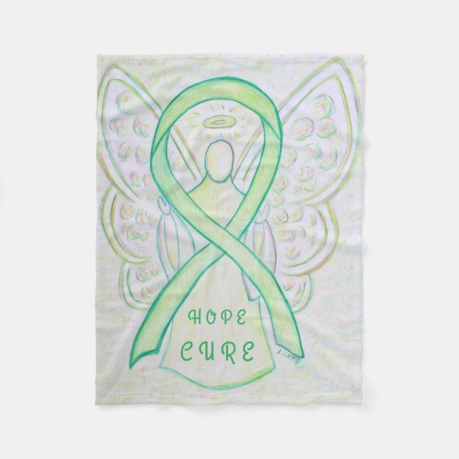 Manta Polar Lime Awareness Ribbon Hope Cure Angel Blanket (Anverso)