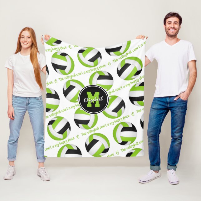 Manta Polar lime black La cancha de voleibol es mi lugar feliz (In situ)