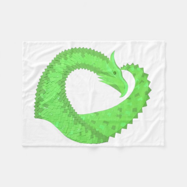 Manta Polar Lime dragón de corazón verde sobre blanco (Frente (Horizontal))