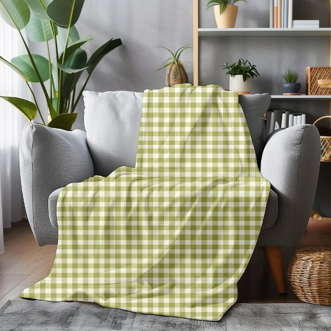 Manta Polar Lime Green y White Gingham Checkered Cosy Style (Subido por el creador)