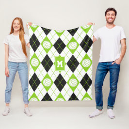 Manta Polar lime negro argyle plaid voleibol monogramado