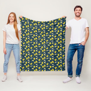 Manta Polar Limón amarillo azul fruto verano brillante