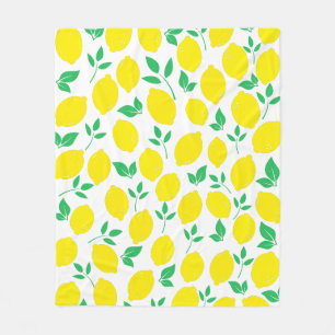 Manta Polar Limón amarillo y hojas verdes