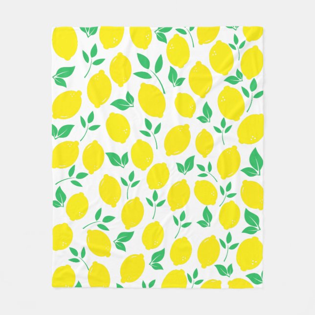 Manta Polar Limón amarillo y hojas verdes (Anverso)