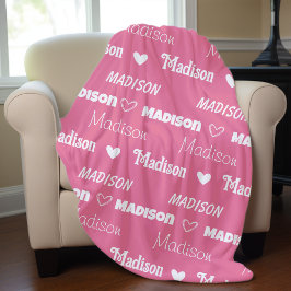 Manta Polar Linda rosa rosa repitiendo nombre personalizado fe