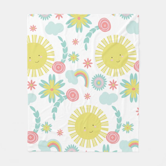 Manta Polar Lindo Arcoíris Floral Verano Soleado  (Anverso)