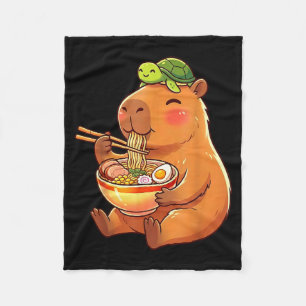 Manta Polar Lindo capybara y tortuga mochila ramen kawaii