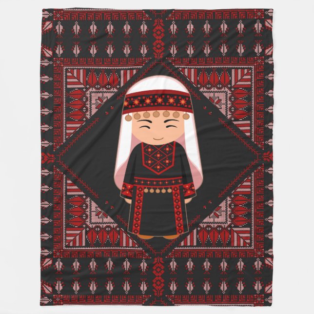 Manta Polar lindo chica palestino bordado tatuaje rojo (Anverso)
