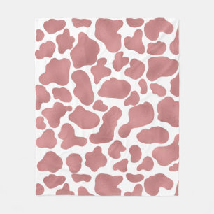 Manta Polar Lindo estampado animal de vaca en oro rosa y blanc