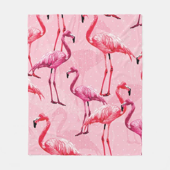 Manta Polar Lindo Flamingo Bird Pink Seamless Pattern (Anverso)
