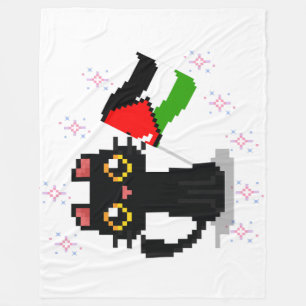 Manta Polar lindo gato negro sostiene la bandera de Palestina