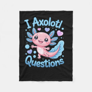 Manta Polar Lindo Kawaii Axolotl Preguntas Azul Y Rosa