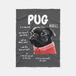 Manta Polar Lindo Kawaii Divertido Perro Pug Negro Reglas Homb