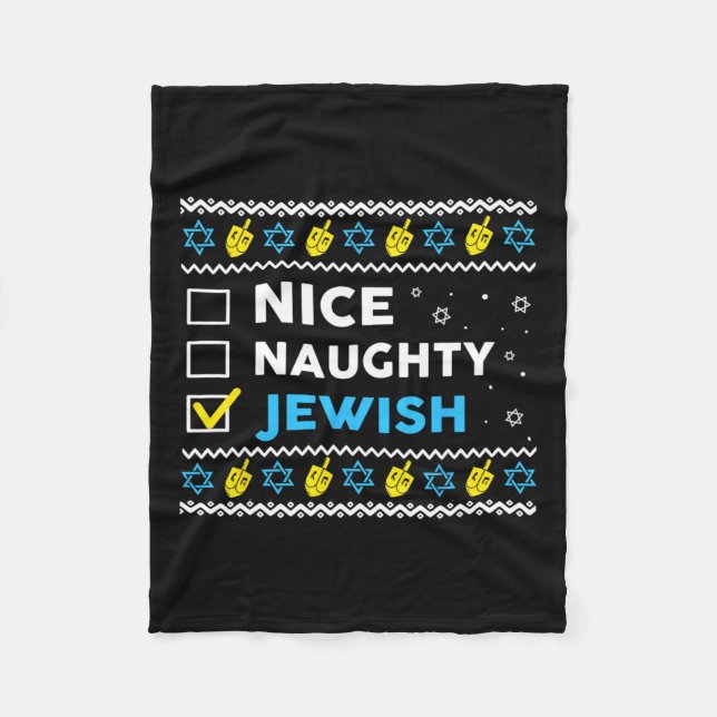 Manta Polar Lindo Naughty Judío Ugly Hanukkah Sweater Chanukah (Anverso)