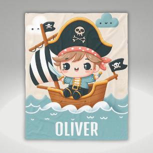 Manta Polar Lindo Niño Pirata Marinero de Dibujos Animados y B