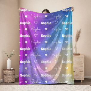 Manta Polar Lindo nombre repetido personalizado femenino color