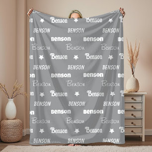 Manta Polar Lindo nombre repetido personalizado gris