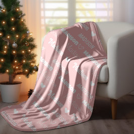 Manta Polar Lindo nombre repetido personalizado rosa dorado fe