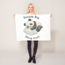 Manta Polar Lindo Panda Dormido en Nube Acuarela