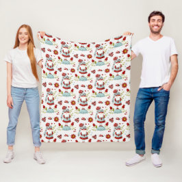 Manta Polar Lindo patrón floral de gnomo escandinavo