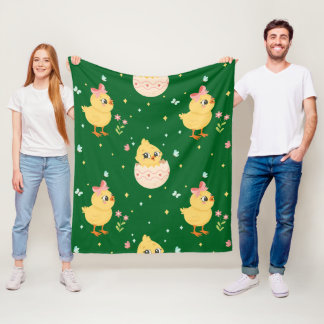 Manta Polar Lindo pollito de Pascua con patrón continuo de laz