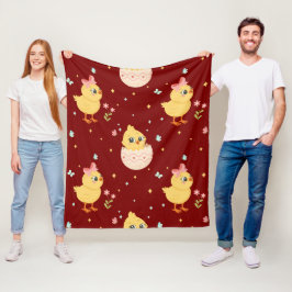 Manta Polar Lindo pollito de Pascua con patrón continuo de laz