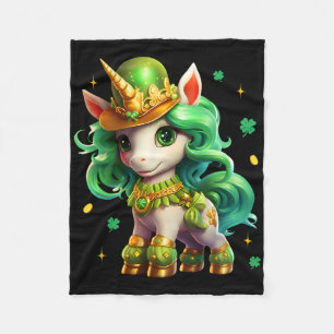 Manta Polar Lindo Unicornio Trébol Día de San Patricio Niñas N