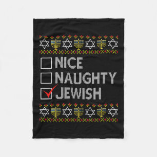 Manta Polar Lindo y travieso judío Ugly Hanukkah Sweater Funny