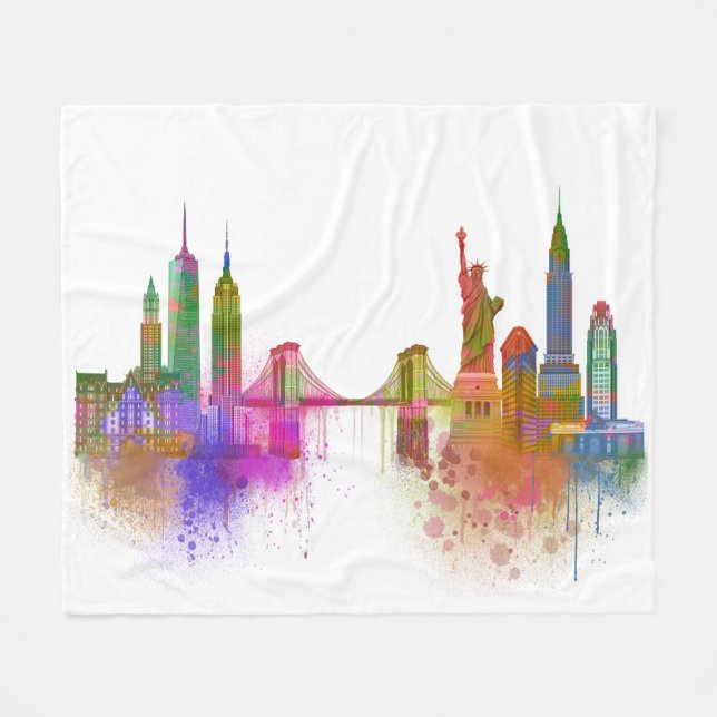 Manta Polar Línea aérea de Nueva York - Arcoiris (Frente (Horizontal))
