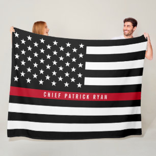 Manta Polar Línea roja fina monograma de la bandera del