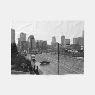 Manta Polar Línea urbana de Kansas City, foto en blanco y negr