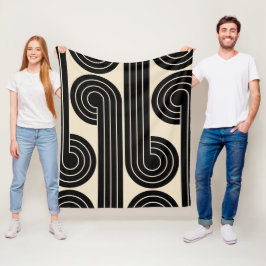 Manta Polar Líneas abstractas de retro negro