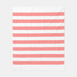 Manta Polar Líneas de patrón pastel blanco y rosa