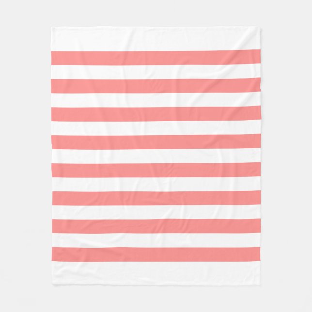Manta Polar Líneas de patrón pastel blanco y rosa (Anverso)