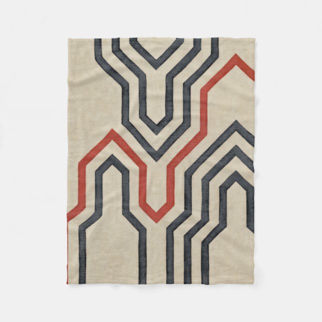 Manta Polar Líneas gráficas azul y naranja (Anverso)