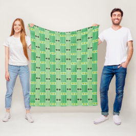 Manta Polar Líneas verdes y cajas