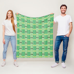 Manta Polar Líneas verdes y cajas