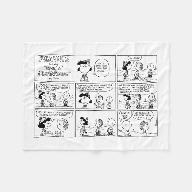 Manta Polar Linus le dice a Lucy que es cangrejo (Frente (Horizontal))