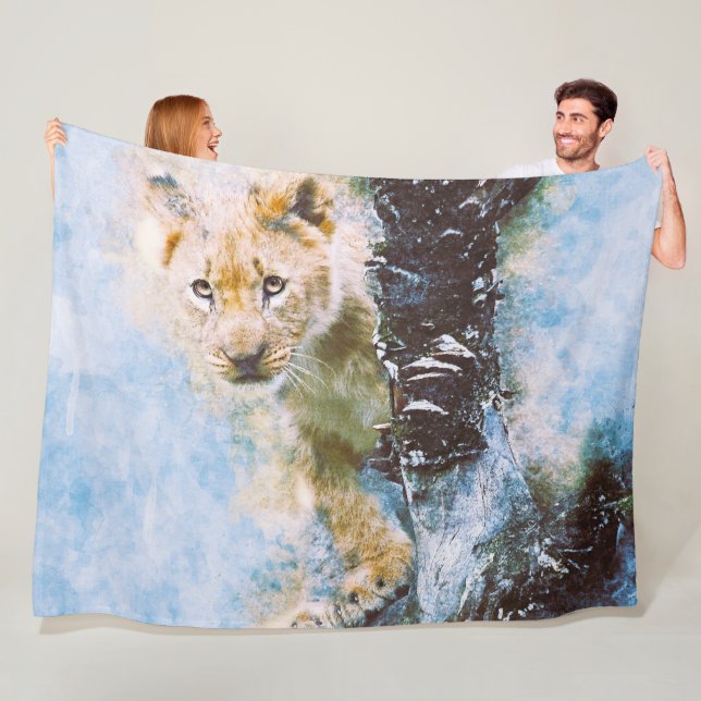 Manta Polar Lion Fleece Blanket (In situ)