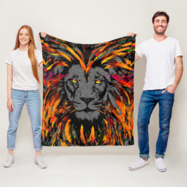 Manta Polar Lion Fleece Blanket | Naranja Cabeza de León Oscur