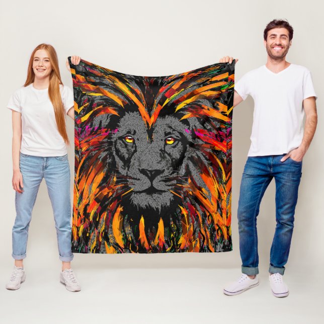 Manta Polar Lion Fleece Blanket | Naranja Cabeza de León Oscur (In situ)