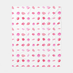Manta Polar Lips rosadas acuarelas. Moda de patrones, diseño d