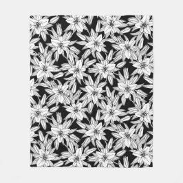 Manta Polar Lirios en Flor en Blanco y Negro