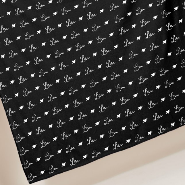 Manta Polar Lisa repitiendo nombre personalizado y corazones n (romantic fleece)