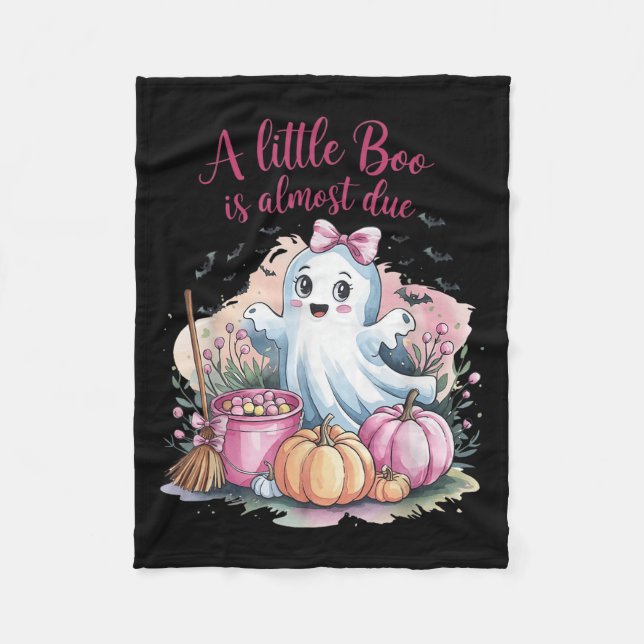 Manta Polar Little Boo Is Almost Due Halloween Theme Girl Baby (Anverso)
