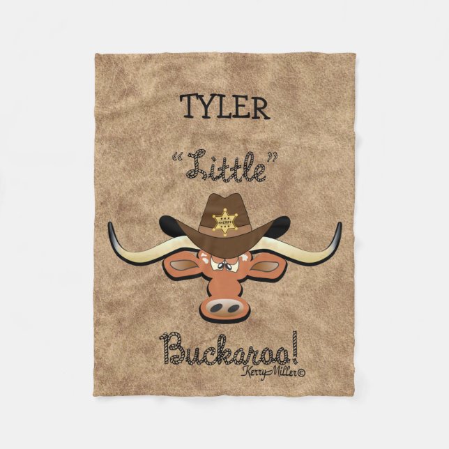 Manta Polar Little Buckaroo, Longhorn Steer Fleece Blanket (Anverso)