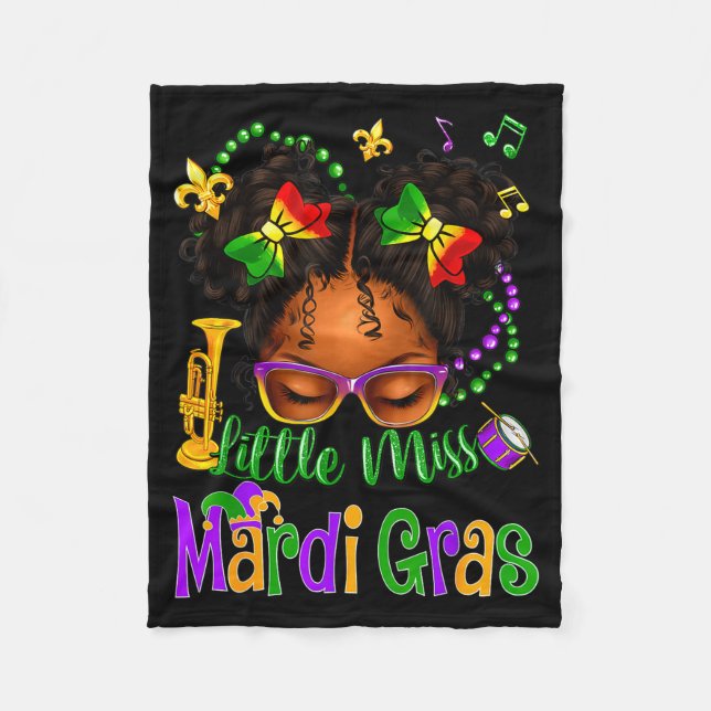 Manta Polar Little Miss Mardi Gras Bow Girls Kids New Orleans  (Anverso)