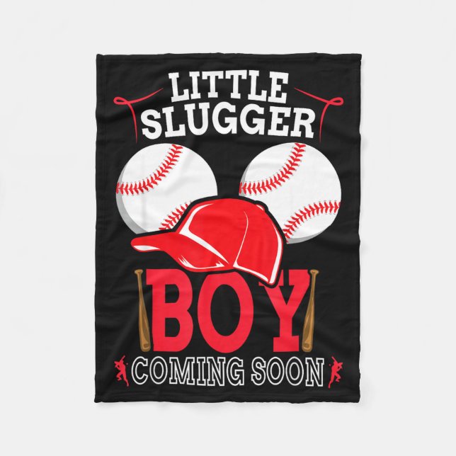 Manta Polar Little Slugger Boy Coming Soon Baby Announcement B (Anverso)