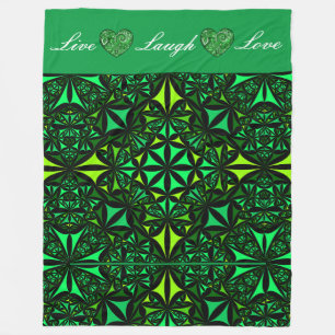 Manta Polar Live Lauder Love Green Fractal Fleece Blanket