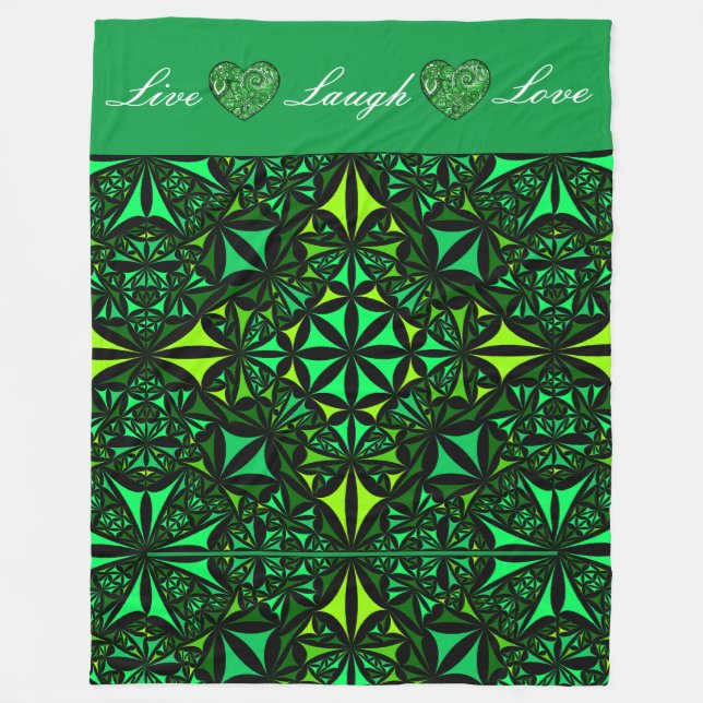Manta Polar Live Lauder Love Green Fractal Fleece Blanket (Anverso)